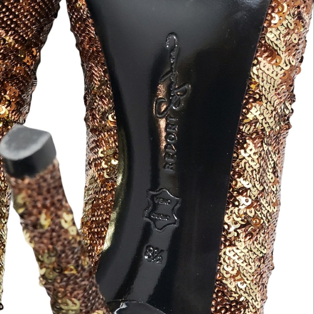 Report Signature Gold Sequins Pointed Toe Leather… - image 8